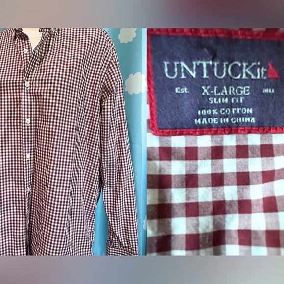 Untuckit plaid button down- fits like large. - Picture 2 of 4